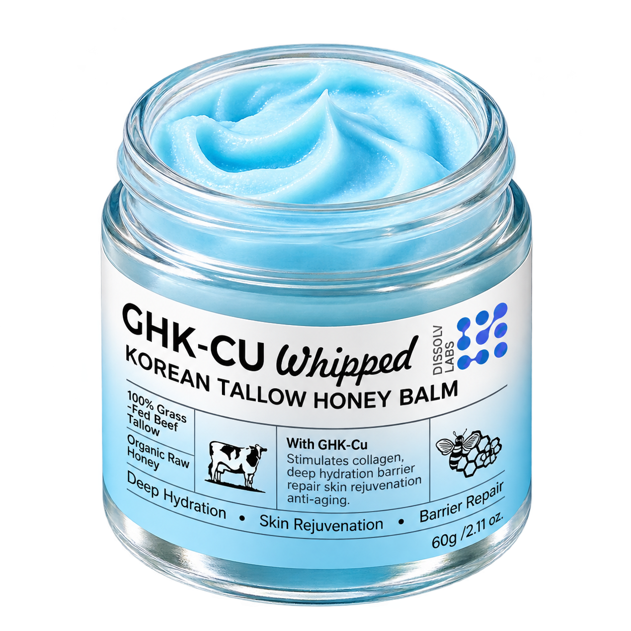 Dissolv GHK-Cu Whipped Tallow Honey Balm jar